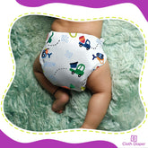 Reusable Baby Cloth Diaper with Adjustable Snap Buttons and Insert (1 Diaper & 2 Pcs Insert)